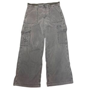 American Eagle Outfitters Wide Leg Cargo Pants Sz 12 Washed Gray Lyocell